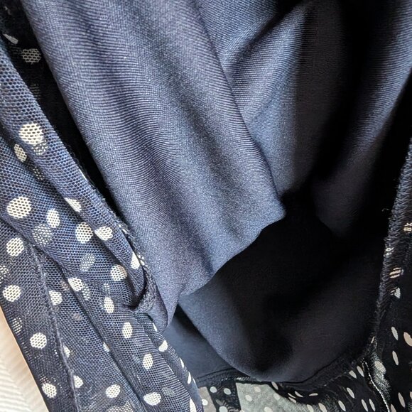 Kate & Lily tiered midi dress navy blue white polka dots Size 14 ruffles - Picture 12 of 14